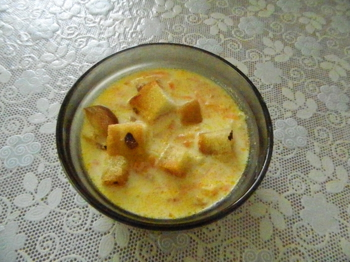 сырный суп с чесночными гренками